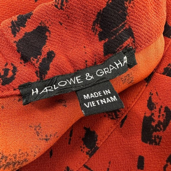 Harlowe & Graham Mini Skirt Pleated Pockets XS Zipper Closure Orange & Black - Picture 5 of 12